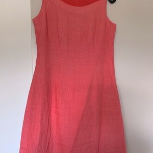 Nice coral pink dress - tailor made - 100% linen